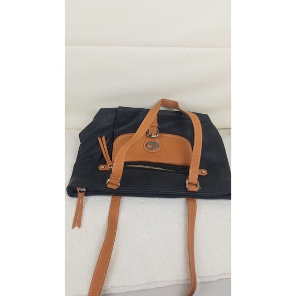 Carryland Black Beige Women’s Tote Satchel Handbag Shoulder Bag Purse multi pckt - Picture 7 of 11